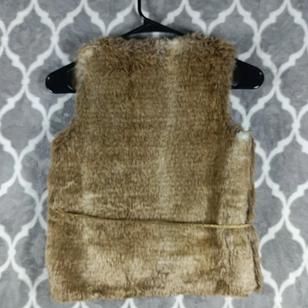 OshKosh Bgosh Vest Girls Size 8 Brown Faux Fur Belted Lined Boho Cowgirl